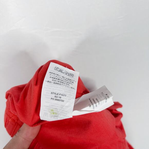 J Crew Womens XSmall XS Red Eyelet Shorts Cotton Pull On Waist Pockets Summer - Picture 12 of 12